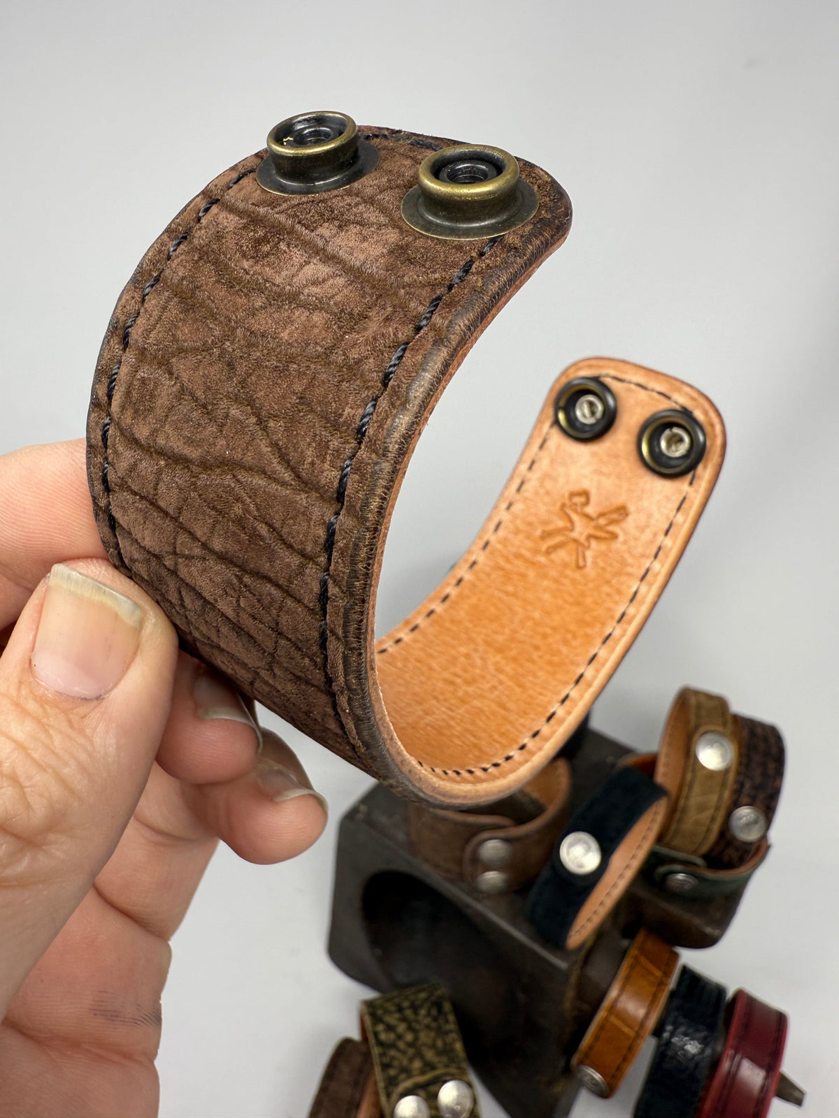 Chocolate Hippo Leather Bracelet / Cuff