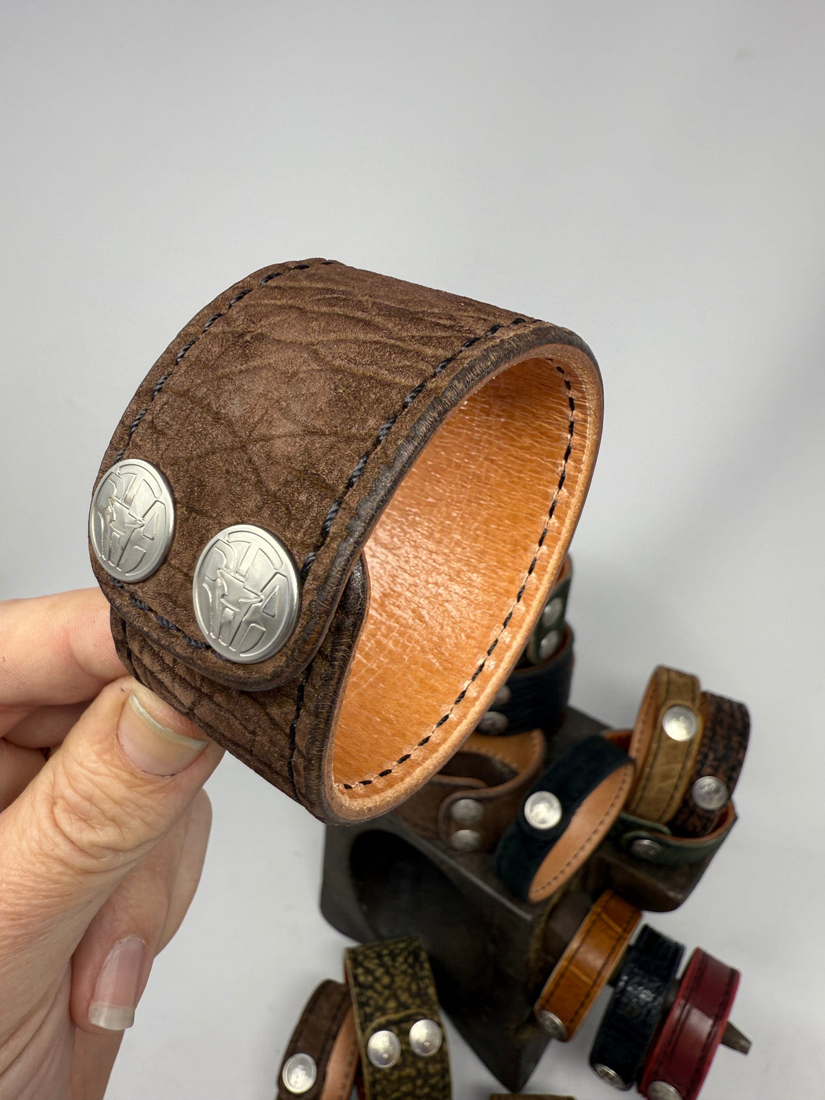 Chocolate Hippo Leather Bracelet / Cuff