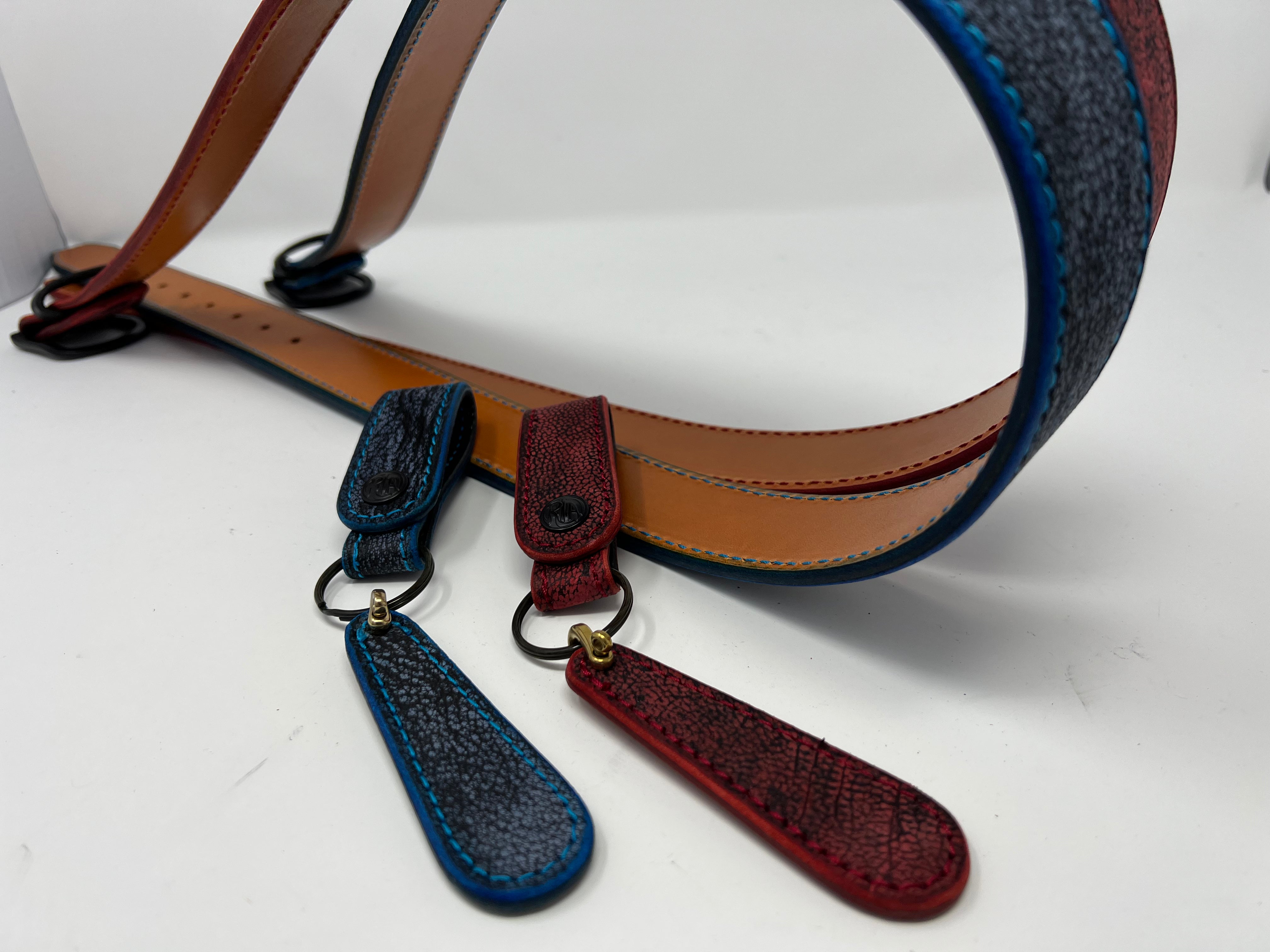 Custom Giraffe Leather Belt, Loop & Fob - Anvil Customs
