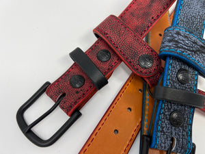 Custom Giraffe Leather Belt, Loop & Fob