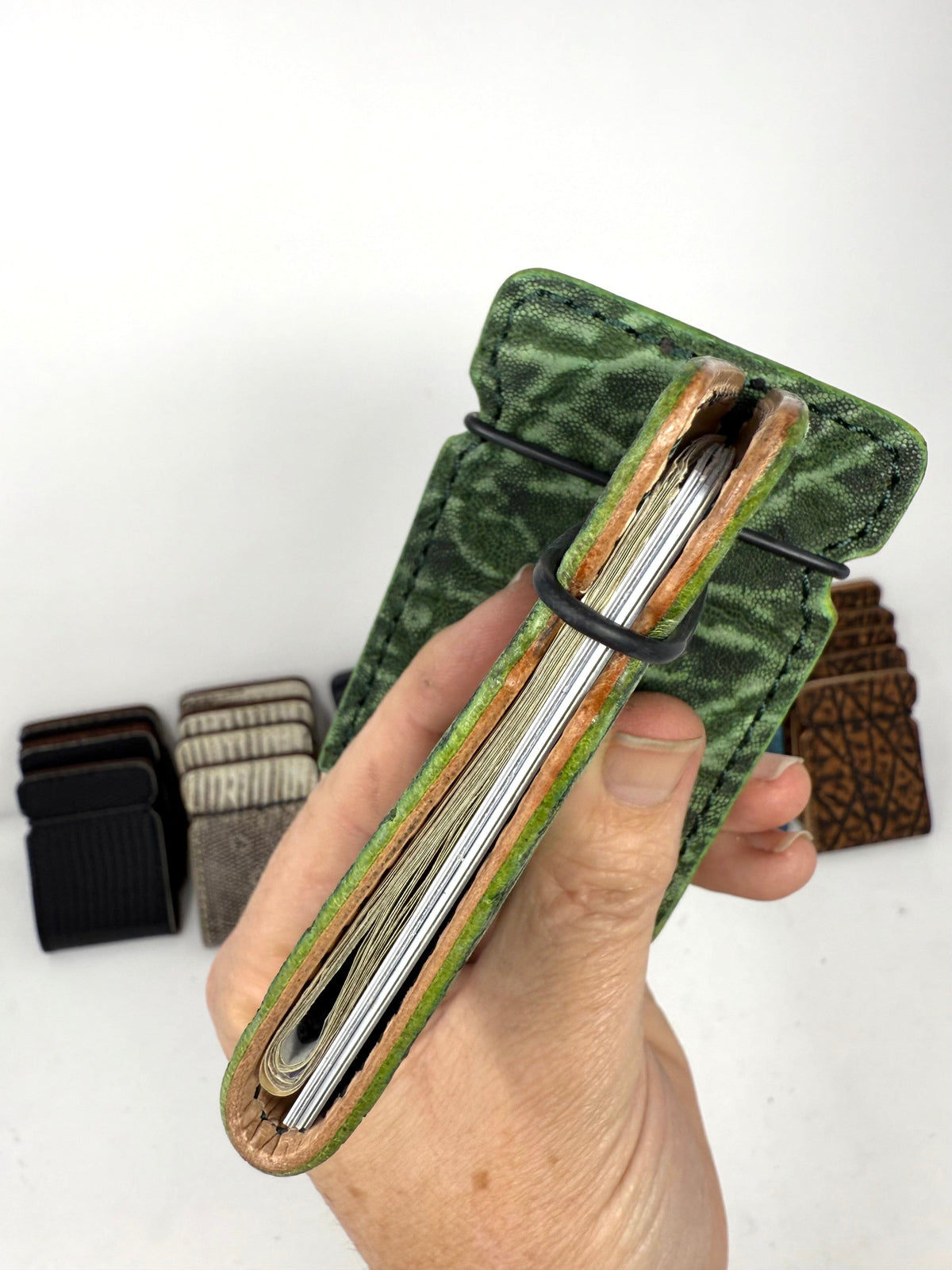 El Camino Wallet - Antiqued Green Elephant