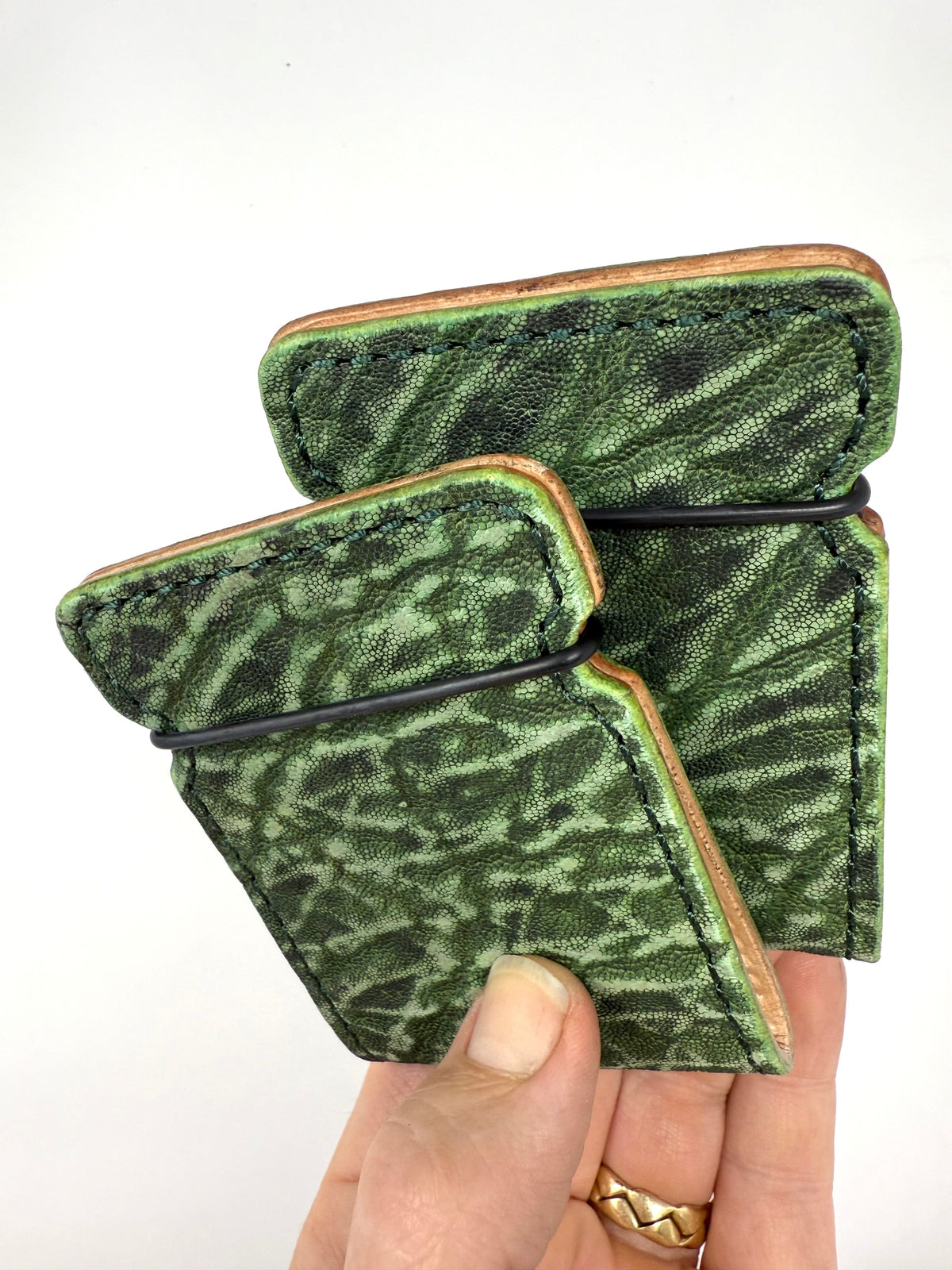 El Camino Wallet - Antiqued Green Elephant