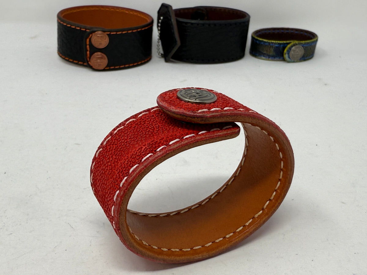 Elephant Leather Bracelet / Cuff: RED