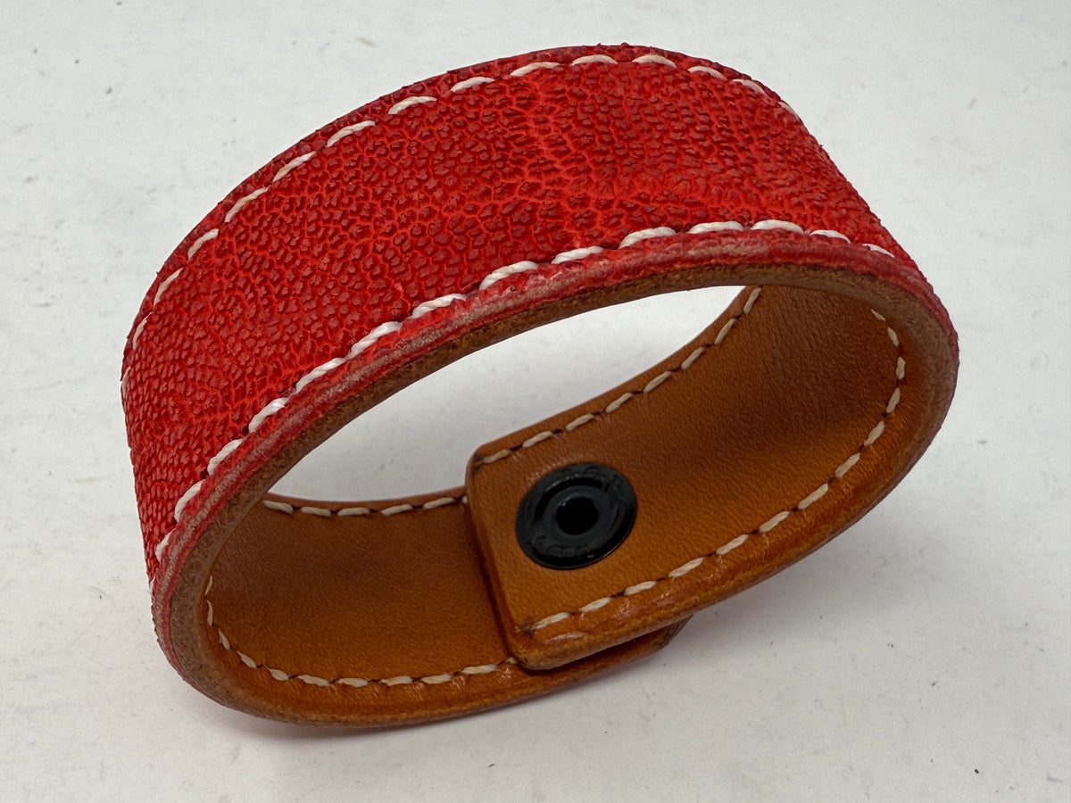 Elephant Leather Bracelet / Cuff: RED