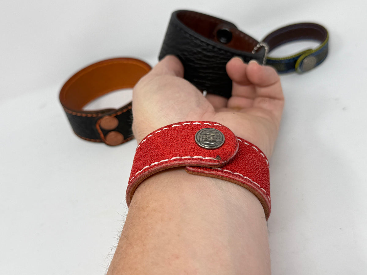 Elephant Leather Bracelet / Cuff: RED