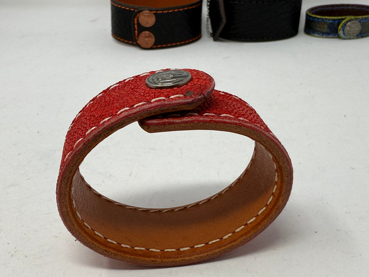 Elephant Leather Bracelet / Cuff: RED