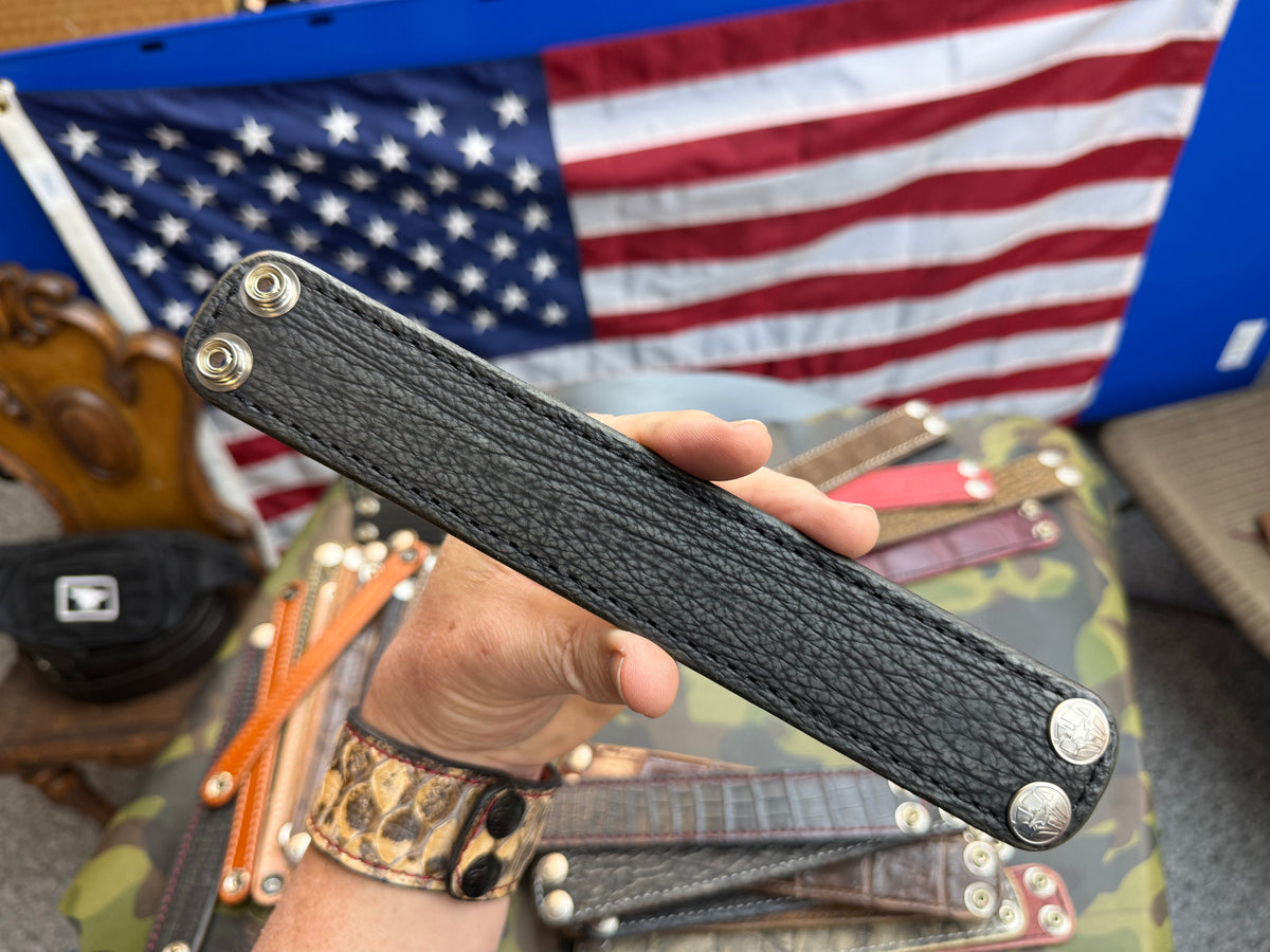 Exotic Leather Bracelet / Cuff:  Anthracite Shark