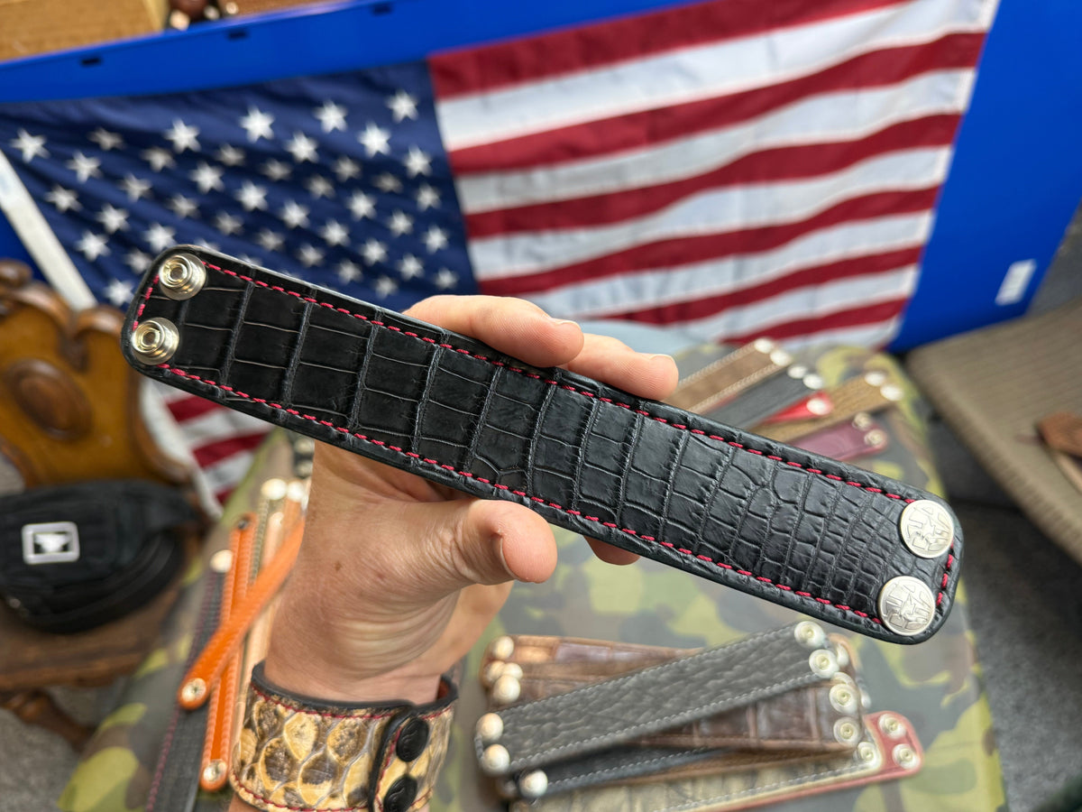 Exotic Leather Bracelet / Cuff:  Black Alligator