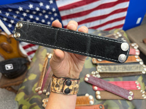 Exotic Leather Bracelet / Cuff:  Black Elephant