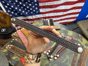 Exotic Leather Bracelet / Cuff:   Black Shark