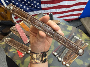 Exotic Leather Bracelet / Cuff:   Brown Alligator