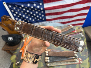 Exotic Leather Bracelet / Cuff:  Brown Alligator