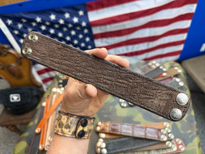 Exotic Leather Bracelet / Cuff:  Brown Elephant