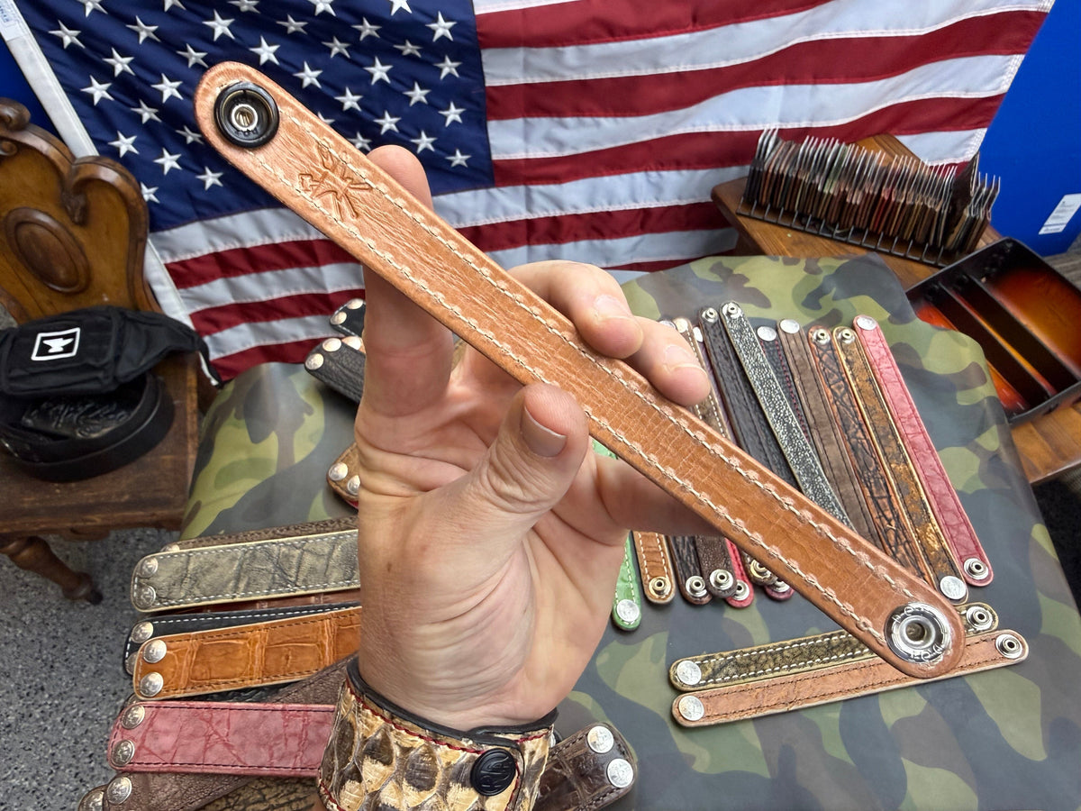 Exotic Leather Bracelet / Cuff:  Chocolate Hippo