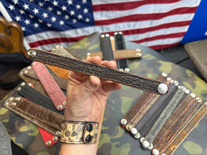 Exotic Leather Bracelet / Cuff:   Cognac Shark
