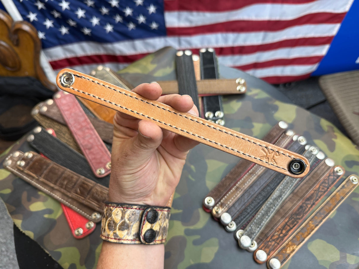 Exotic Leather Bracelet / Cuff:   Cognac Shark