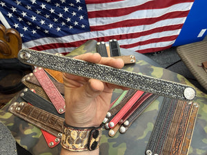 Exotic Leather Bracelet / Cuff:   Dark Gray Elephant