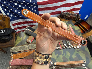 Exotic Leather Bracelet / Cuff:  GoldRush Elephant