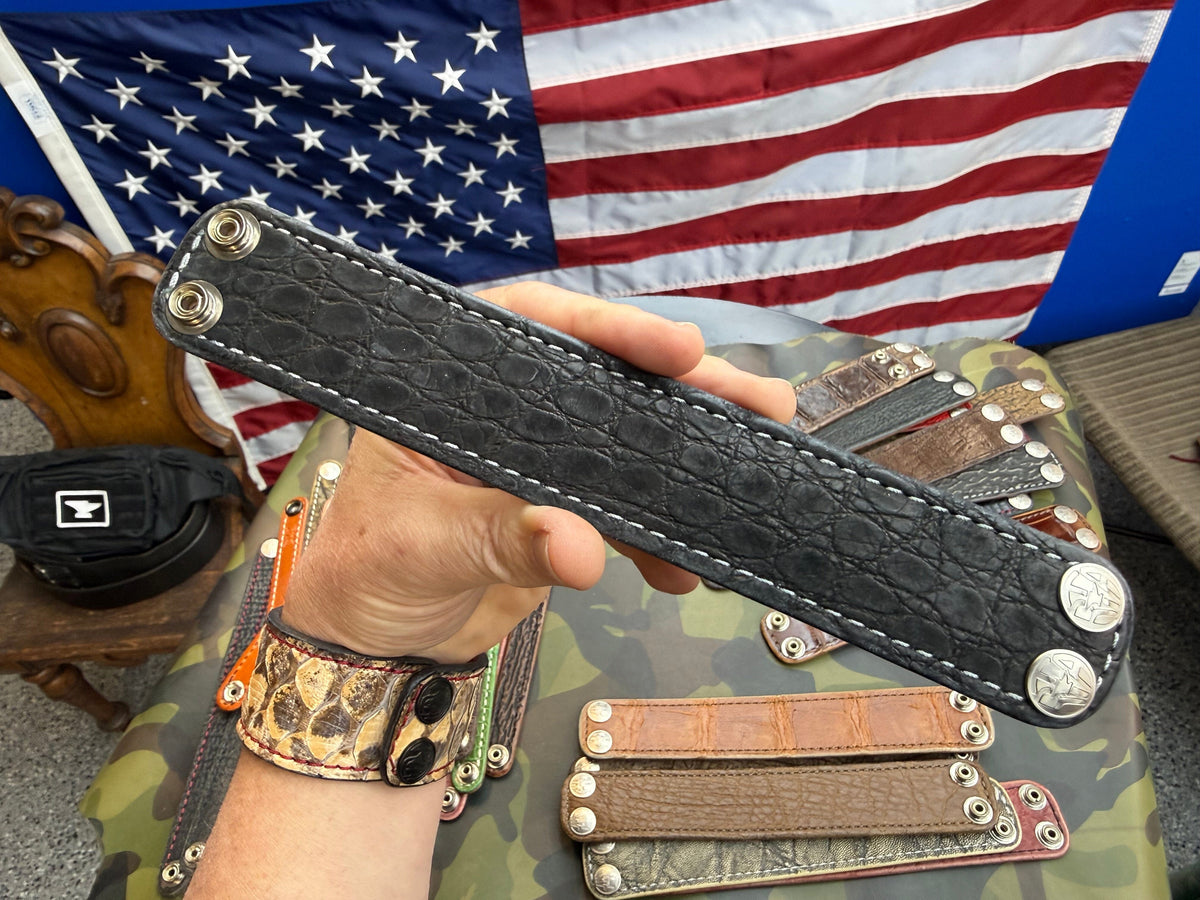 Exotic Leather Bracelet / Cuff:  Matte Black Gator