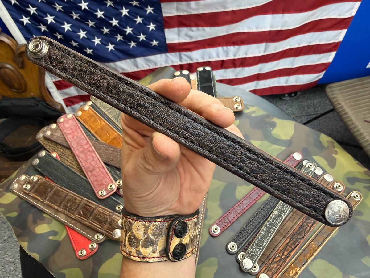 Exotic Leather Bracelet / Cuff:   Nicotine Elephant