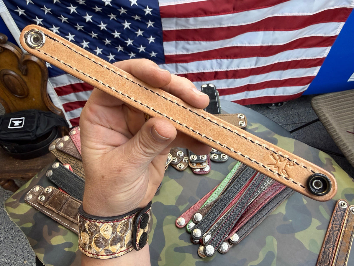 Exotic Leather Bracelet / Cuff:   Nubuck Brown Alligator