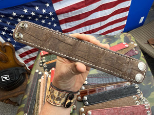 Exotic Leather Bracelet / Cuff:  Nubuck Brown Alligator