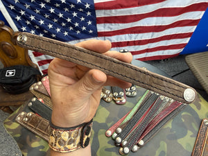 Exotic Leather Bracelet / Cuff:   Nubuck Brown Alligator