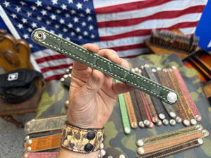 Exotic Leather Bracelet / Cuff:  Nubuck Green Alligator