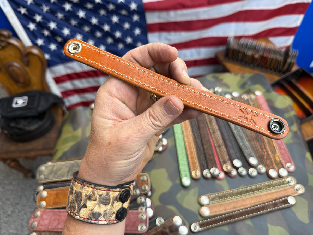 Exotic Leather Bracelet / Cuff:  Nubuck Green Alligator