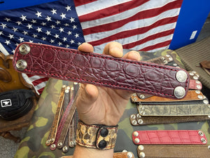 Exotic Leather Bracelet / Cuff:   Oxblood Alligator