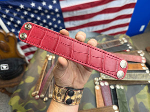 Exotic Leather Bracelet / Cuff:   Red Alligator