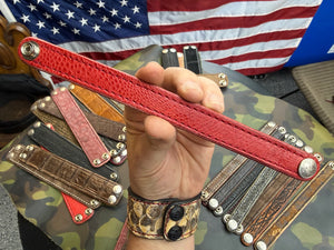 Exotic Leather Bracelet / Cuff:   Red Ostrich