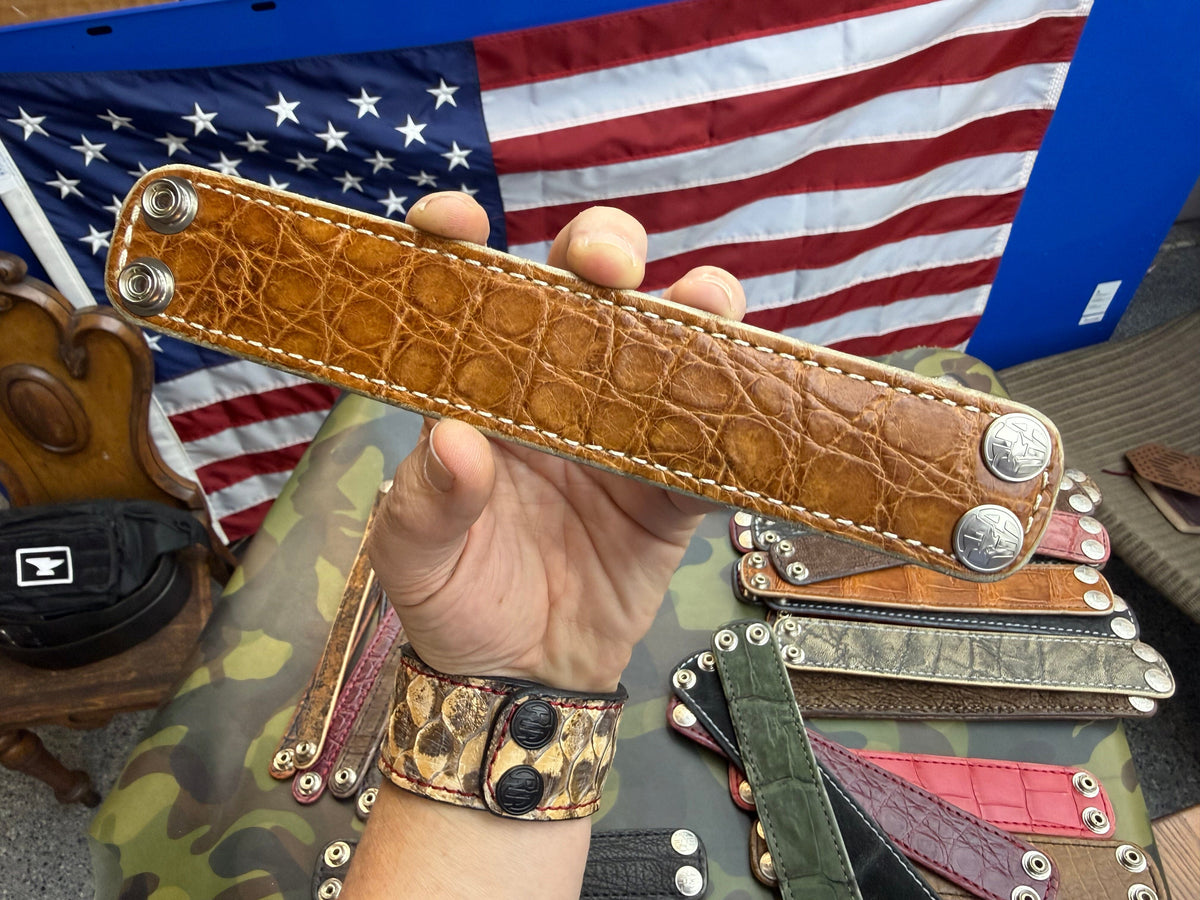 Exotic Leather Bracelet / Cuff:   SaddleTan  Alligator