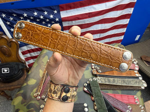 Exotic Leather Bracelet / Cuff:   SaddleTan  Alligator