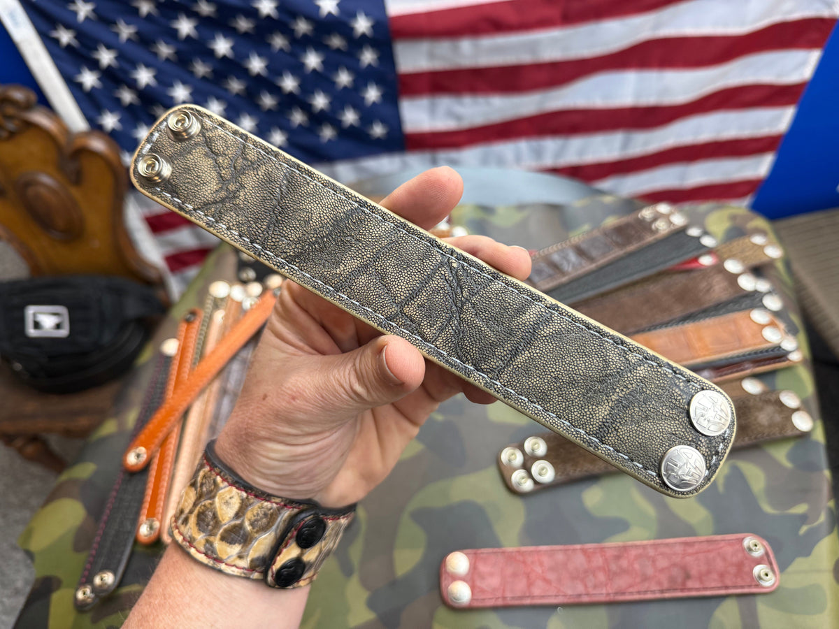 Exotic Leather Bracelet / Cuff:  Safari Gray Elephant