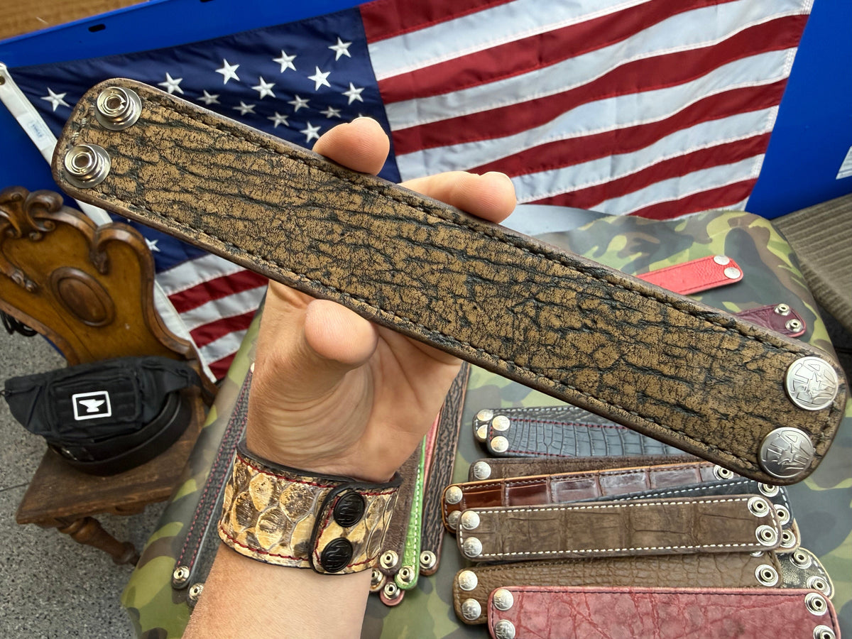 Exotic Leather Bracelet / Cuff:  Safari Tan Giraffe