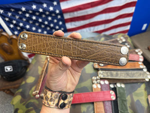 Exotic Leather Bracelet / Cuff:   Tan Elephant
