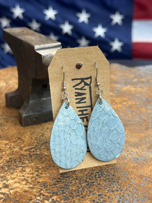 Exotic Leather Earrings: BabyBlue Python - Anvil Customs