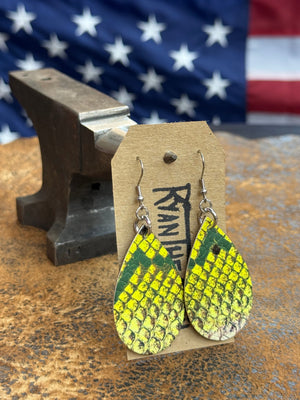 Exotic Leather Earrings: LemonLime Python - Anvil Customs