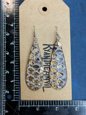 Exotic Leather Earrings: Natural Python Teardrop - Anvil Customs