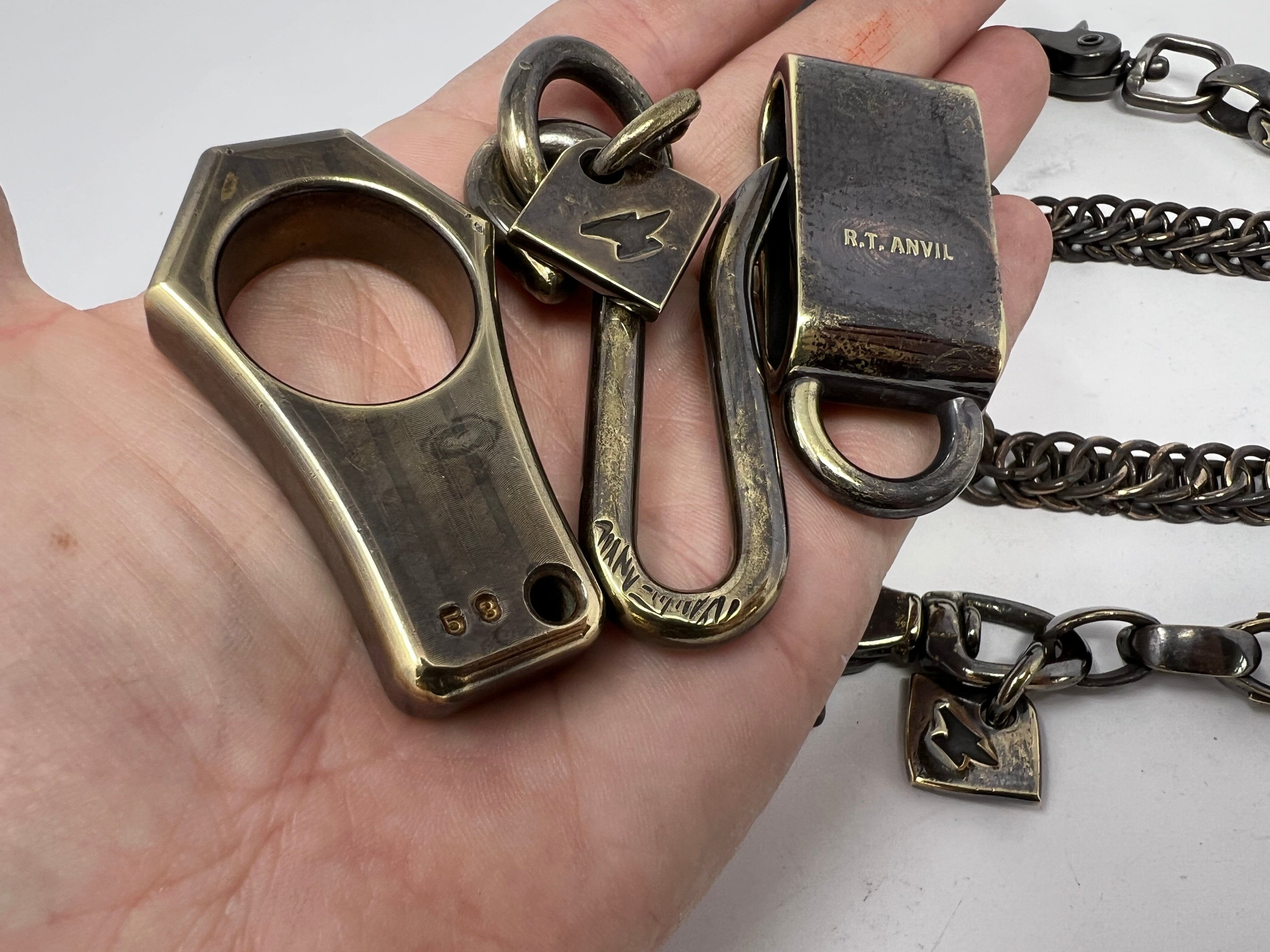 Anvil Signature Belt Charm Loop Wallet Chain Attachment - Bronze Yellow Brass