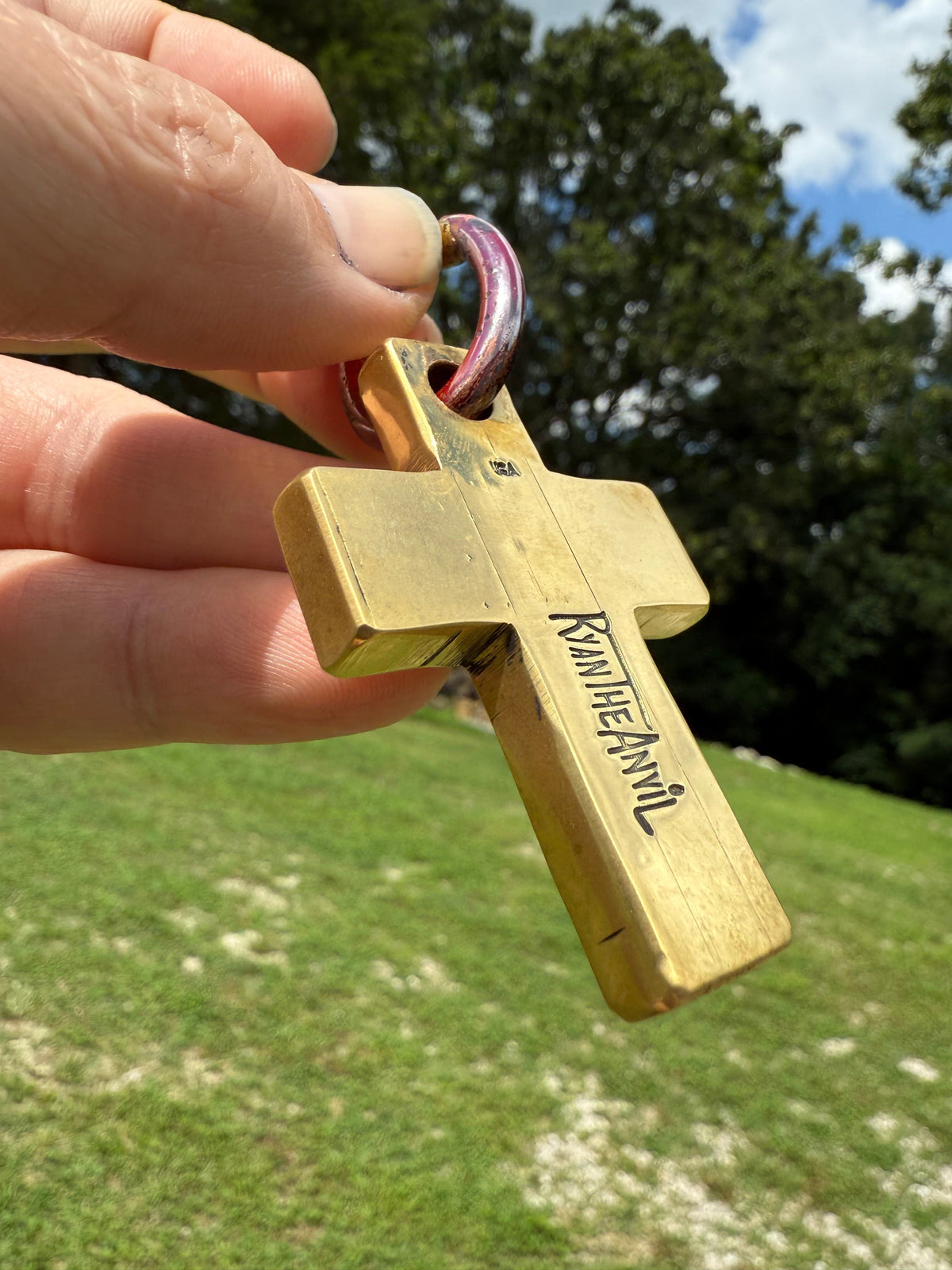 Forged Brass/Copper Cross Pendant - ‘Anchor of Hope’