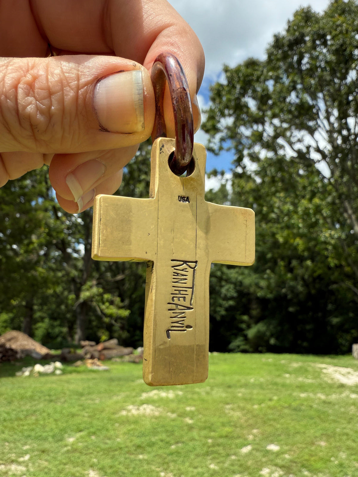 Forged Brass/Copper Cross Pendant - ‘Anchor of Hope’
