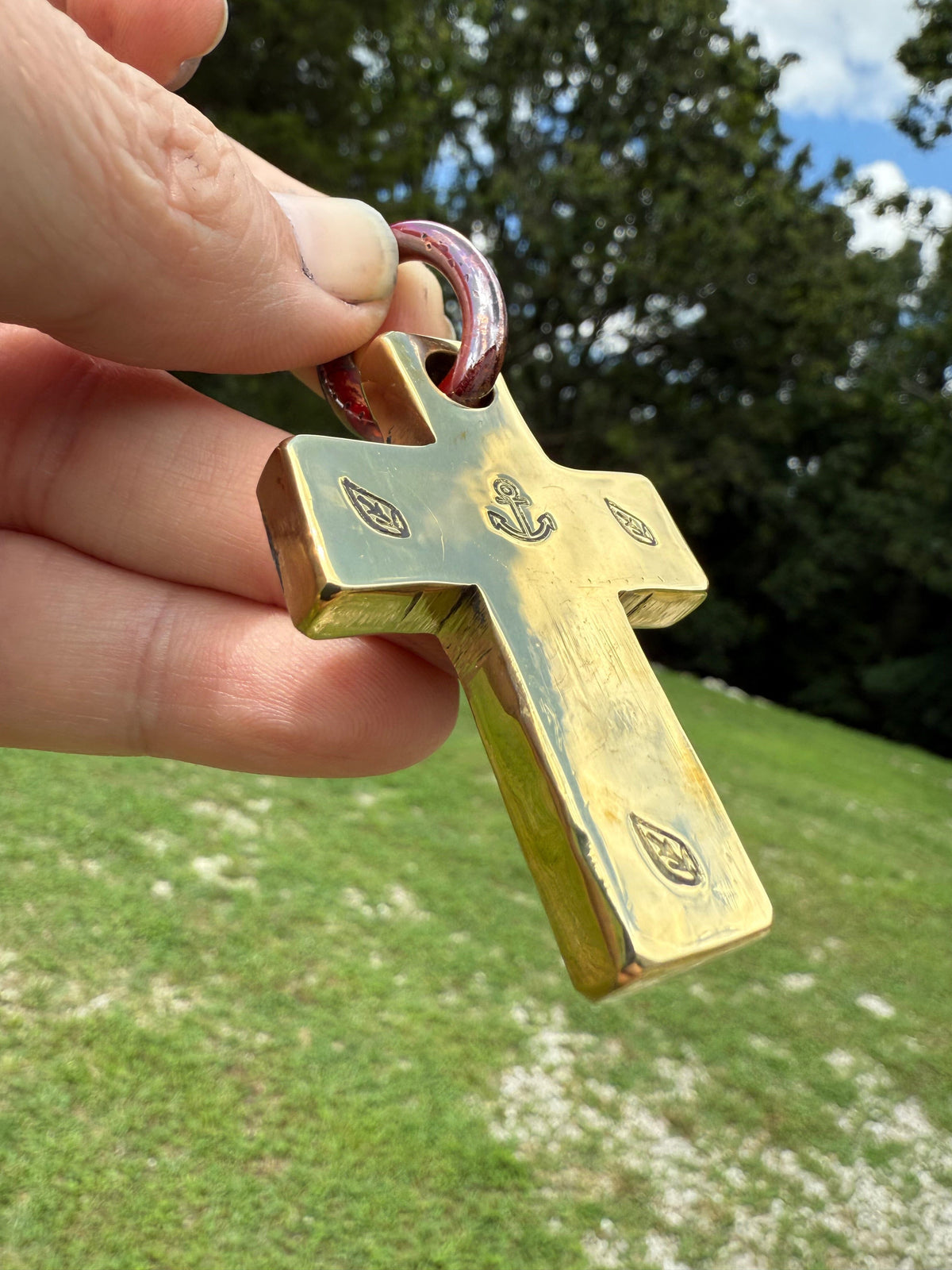 Forged Brass/Copper Cross Pendant - ‘Anchor of Hope’