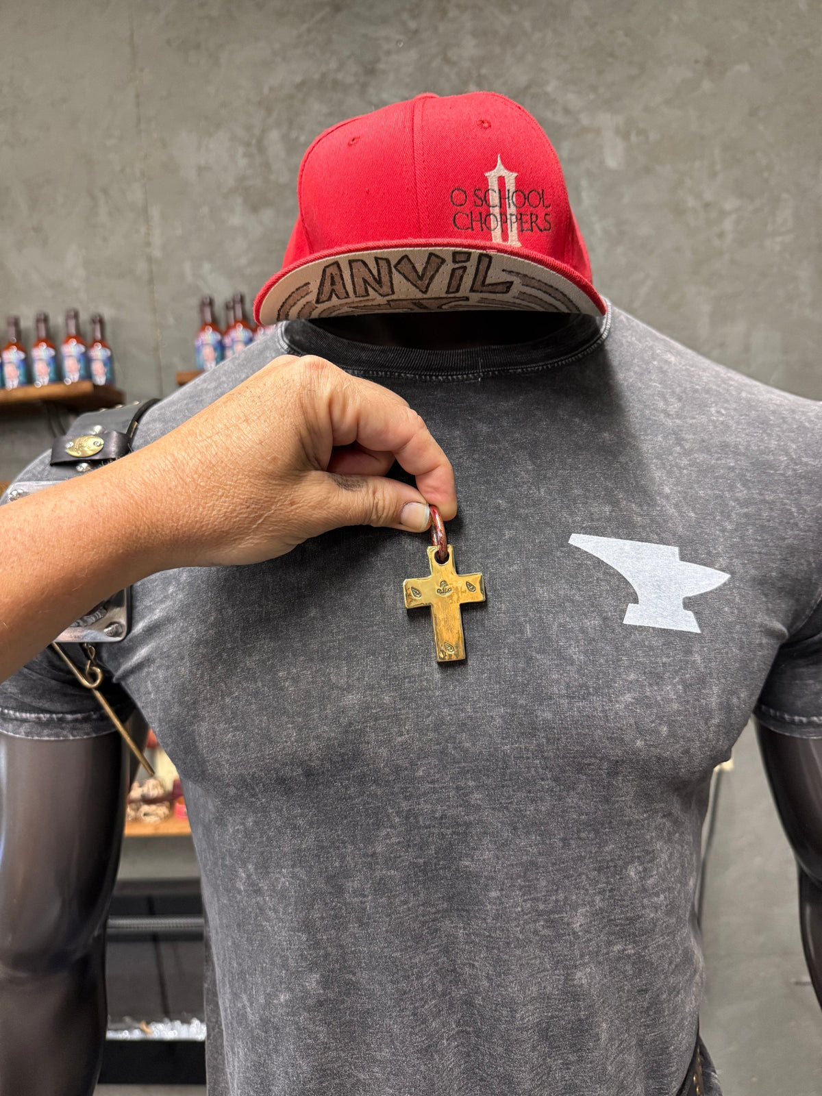 Forged Brass/Copper Cross Pendant - ‘Anchor of Hope’