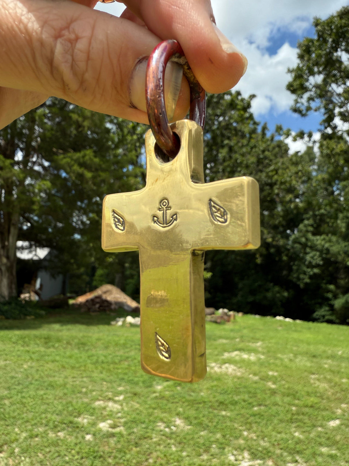 Forged Brass/Copper Cross Pendant - ‘Anchor of Hope’