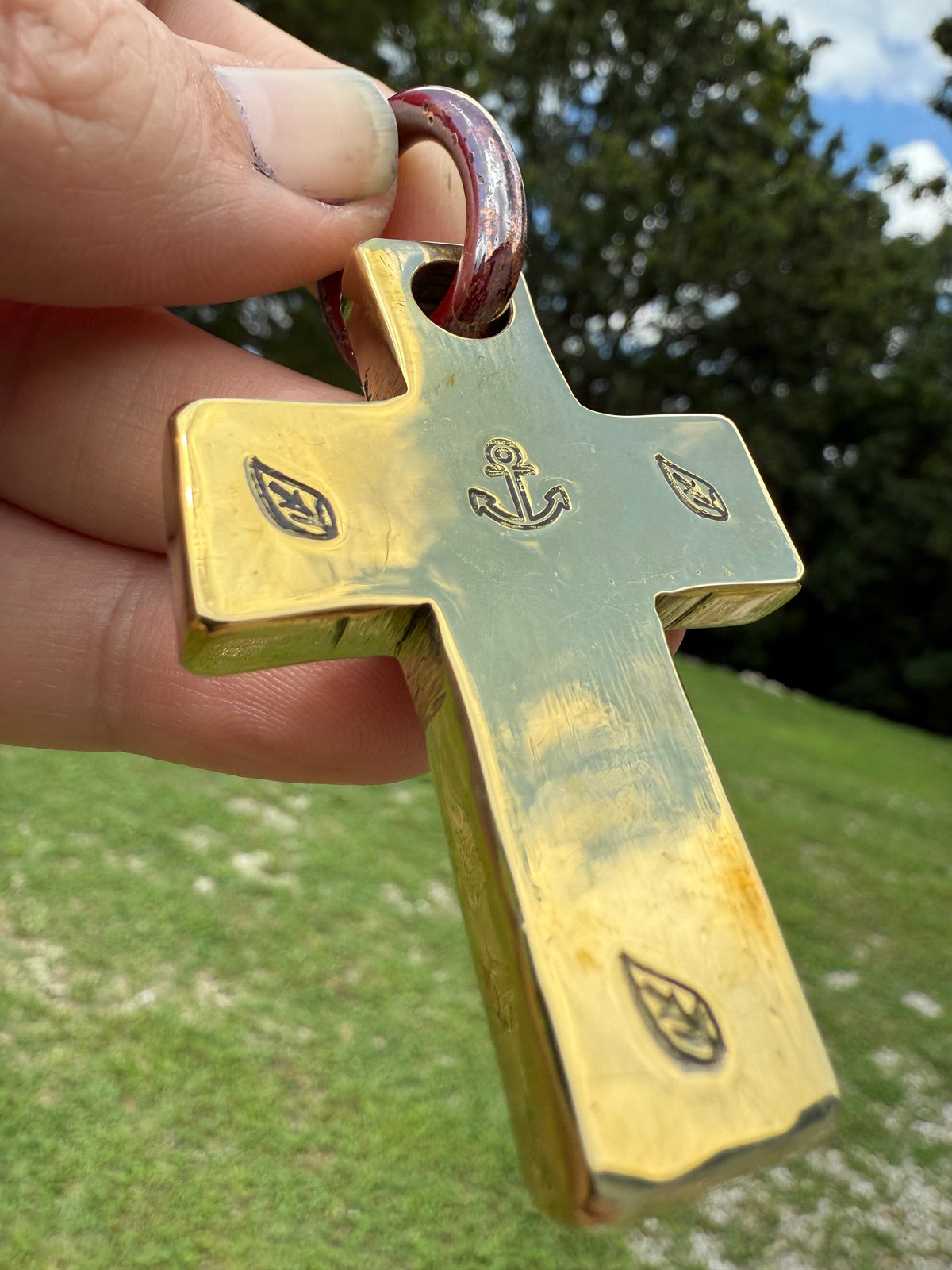 Forged Brass/Copper Cross Pendant - ‘Anchor of Hope’