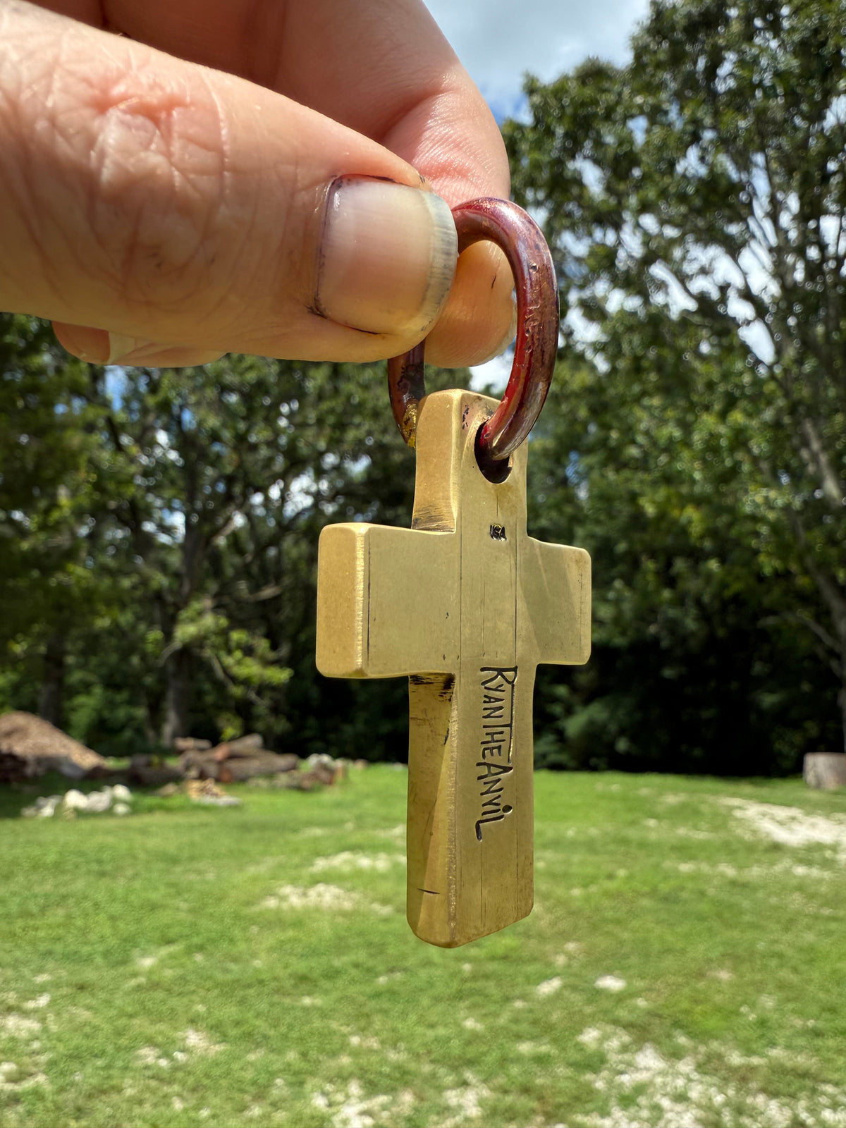 Forged Brass/Copper Cross Pendant - ‘Anchor of Hope’