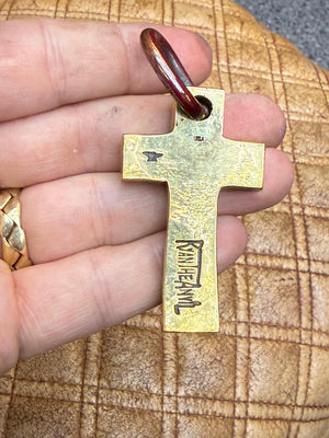 Forged Brass/Copper Cross Pendant - ‘Hammered’ - Anvil Customs