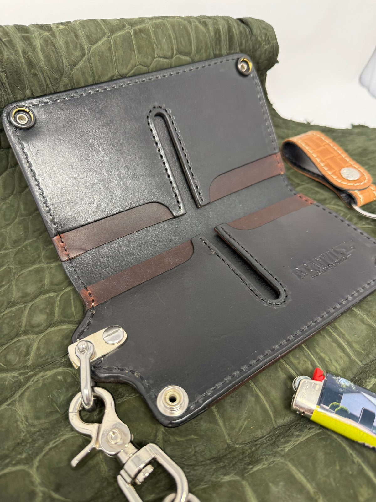 G4 Long Biker Chain Wallet, Chain &amp; Loop Combo Set - Tan Basket Weave